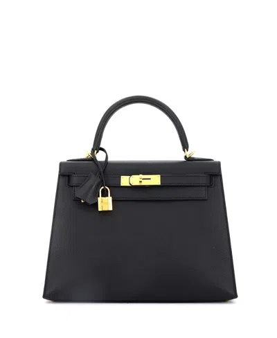 Pre-owned Pre-owned Hermes  Hermes Kelly 28 Handbag Black Epsom With Gold Hardware