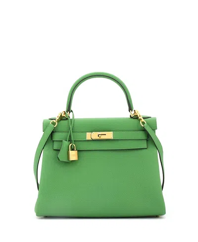 Pre-owned Pre-owned Hermes  Hermes Kelly 28 Handbag Green Togo With Gold Hardware
