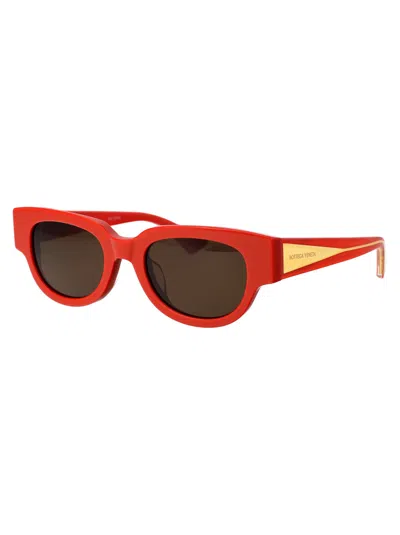 Bottega Veneta Orange Acetate Sunglasses In Red