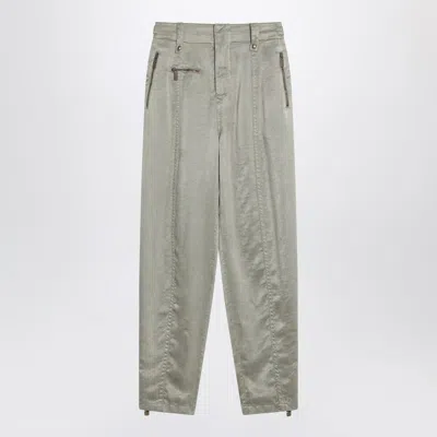 Shop Burberry Trousers With B Shield Emblem In Lyocell