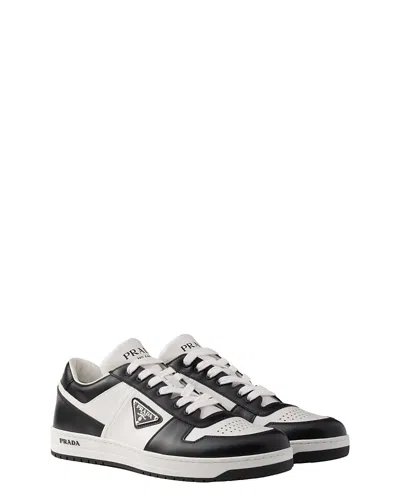 Prada White/black Leather Sneaker Downtown In Black
