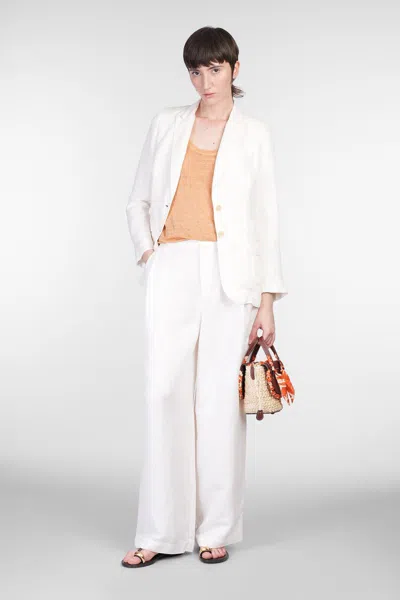 120% Lino Relaxed Wide-leg Linen Pants With Drawstring Waist