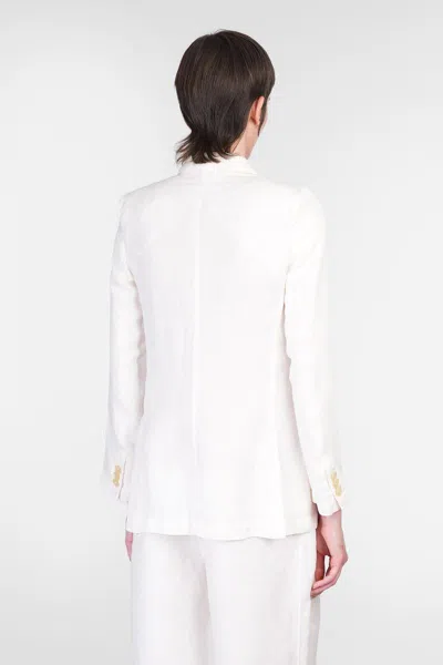120% Lino White Linen Jacket