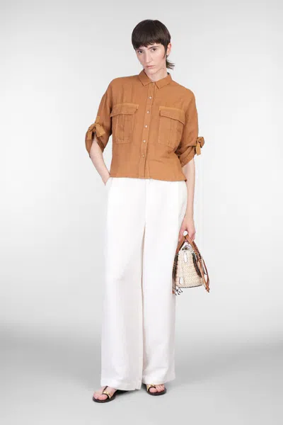 120% Lino Shirt In Brown Linen
