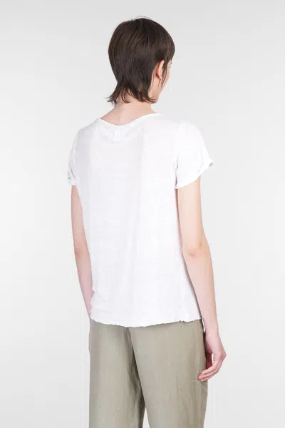 120% Lino Relaxed White Linen T-shirt With Scoop Neckline