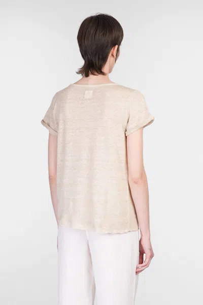 120% Lino Relaxed White Linen T-shirt With Scoop Neckline