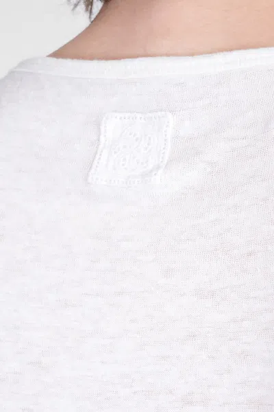 120% Lino Relaxed White Linen T-shirt With Scoop Neckline