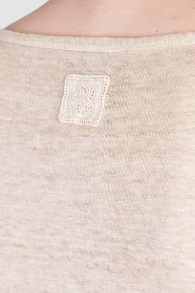 120% Lino Relaxed White Linen T-shirt With Scoop Neckline