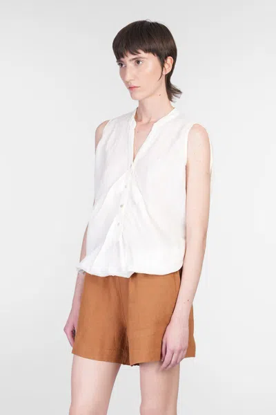 120% Lino Topwear In Beige Linen