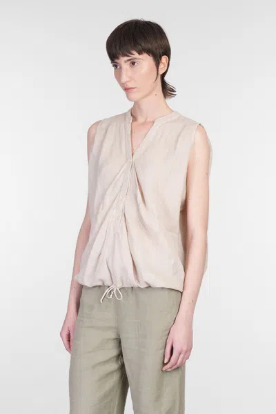 120% Lino Topwear In Taupe Linen In Neutral
