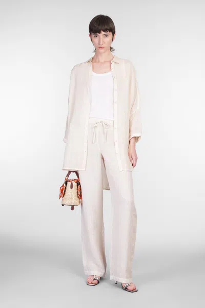 120% Lino Relaxed Wide-leg Linen Pants With Drawstring Waist