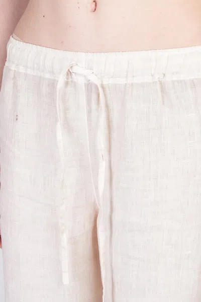 120% Lino Relaxed Wide-leg Linen Pants With Drawstring Waist