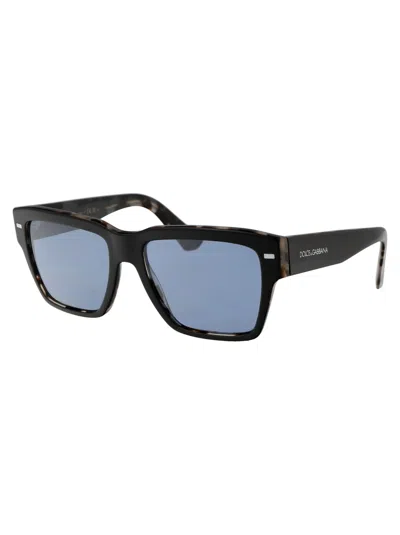 Dolce & Gabbana Black On Grey Havana Acetate Sunglasses