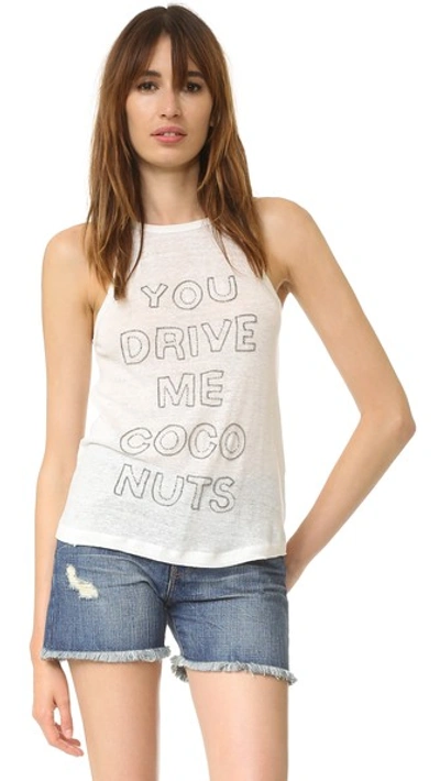 Chloe Oliver You Drive Me Coco Nuts Linen Tank, White