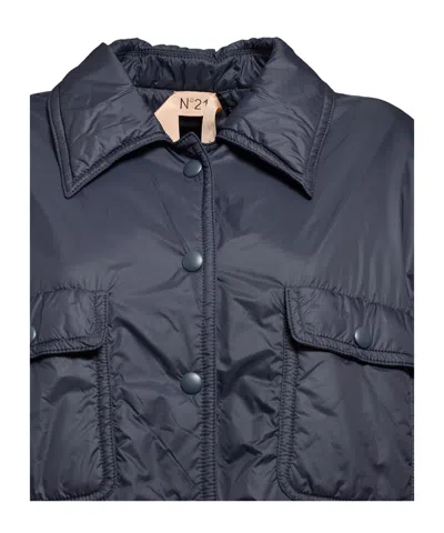 N°21 Oversized Long Technical Nylon Jacket In Blue