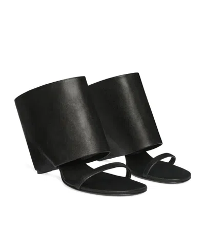 Courrèges Leather Wedge Mules In Black