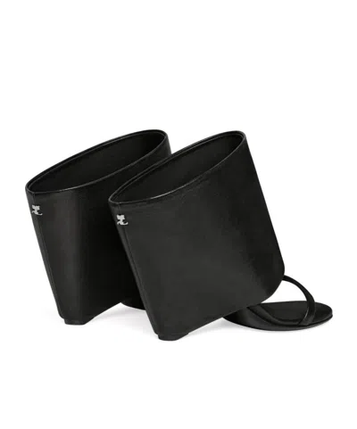 Courrèges Leather Wedge Mules In Black