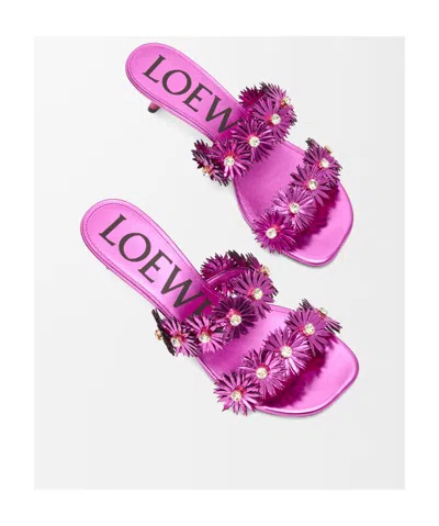 Loewe Petal Metallic Flowers Slide Sandals
