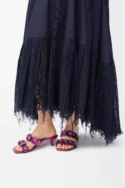 Loewe Petal Metallic Flowers Slide Sandals