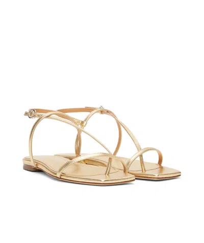 Aeyde Ella Nappa Leather Laminated Sandals Laminated Gold