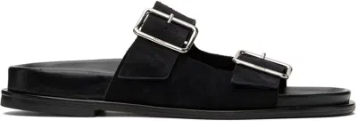 Aeyde Meena Suede Cow Leather Sandals Black