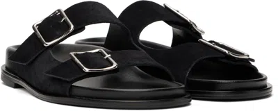 Aeyde Meena Suede Cow Leather Sandals Black