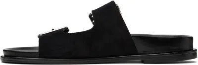 Aeyde Meena Suede Cow Leather Sandals Black