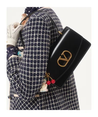 Valentino Boucle Wool Blend Jacket With Contrast Trim In Blue