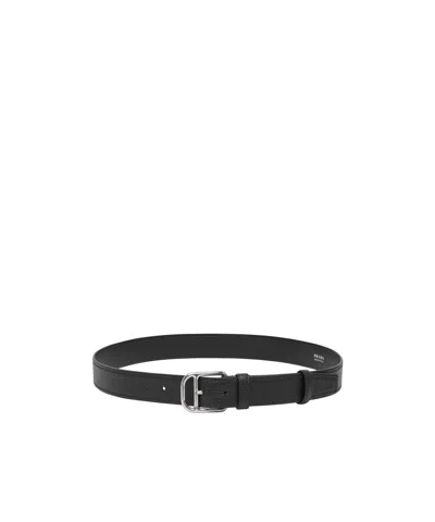 Prada Leather Belt In Black