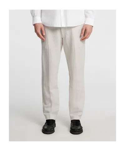 Selected Straight Fit Linen-blend Trousers In Nude