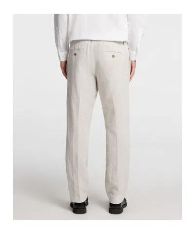 Selected Straight Fit Linen-blend Trousers In Nude