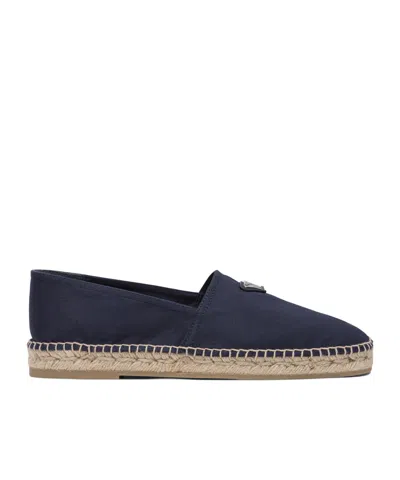 Prada Logo Tringolo Espadrilles Flat Shoes Blue