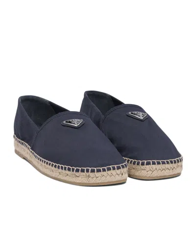 Prada Logo Tringolo Espadrilles Flat Shoes Blue