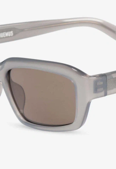 Jacquemus The Marino Rectangular Sunglasses In Gray