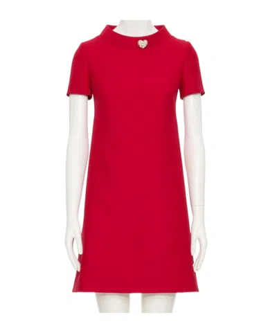 Valentino Embellished Wool And Silk Minidress In Red