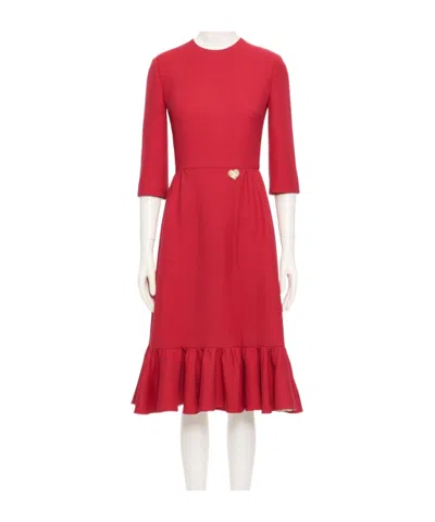 Valentino Crepe Couture Midi Dress In Red