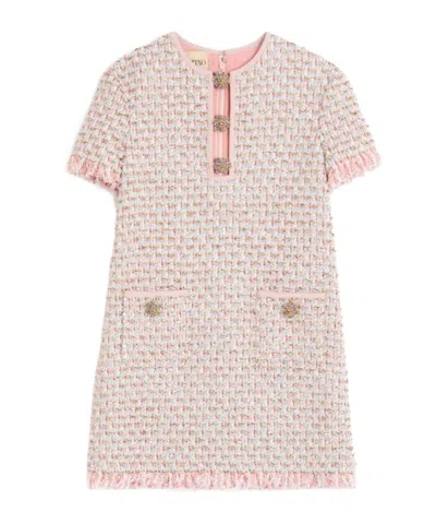 Valentino Knee Length Dress Fringe Detailing In Pink