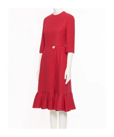 Valentino Crepe Couture Midi Dress In Red