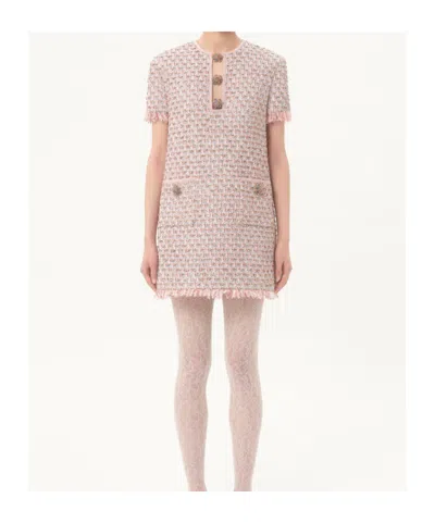 Valentino Knee Length Dress Fringe Detailing In Pink