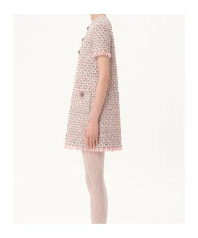 Valentino Knee Length Dress Fringe Detailing In Pink