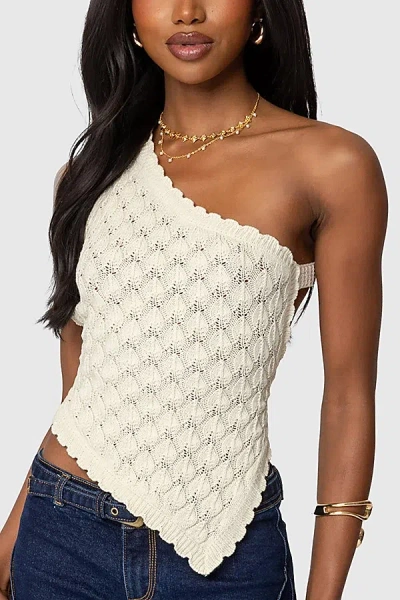 Edikted Codi Asymmetric One-shoulder Open Back Knit Top