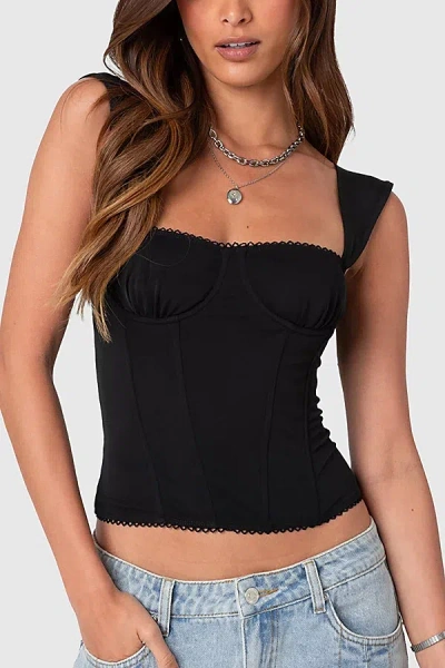 Edikted Marcella Wide Strap Mesh Corset In Black