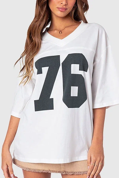 Edikted 76 Oversize Graphic T-shirt In White