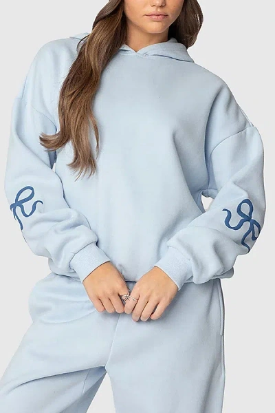 Edikted Bonney Bow Oversize Hoodie In Blue
