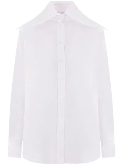 Alexander Mcqueen Cotton Shirt With Frontal Rouches In White