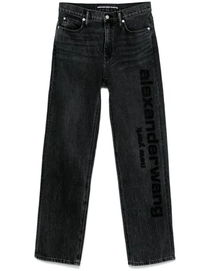 Alexander Wang Black Jeans With Logo Print On The Leg