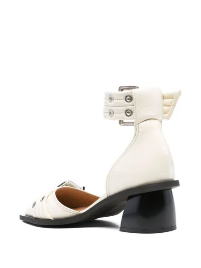 Ganni Ivory Pumps With Buckles And Ankle Strap