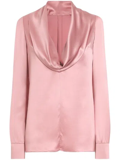 Dolce & Gabbana Blush Pink Silk Blouse With A Soft Neckline