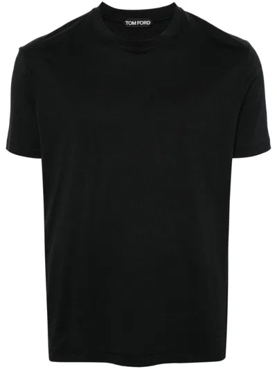 Tom Ford Black Stretch Cotton Crew Neck T-shirt