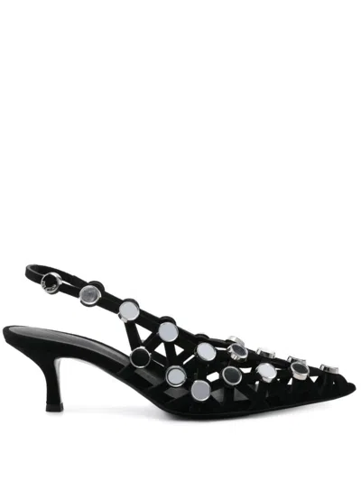 Shop Attico The  Suede Grid Slingback With Inserts